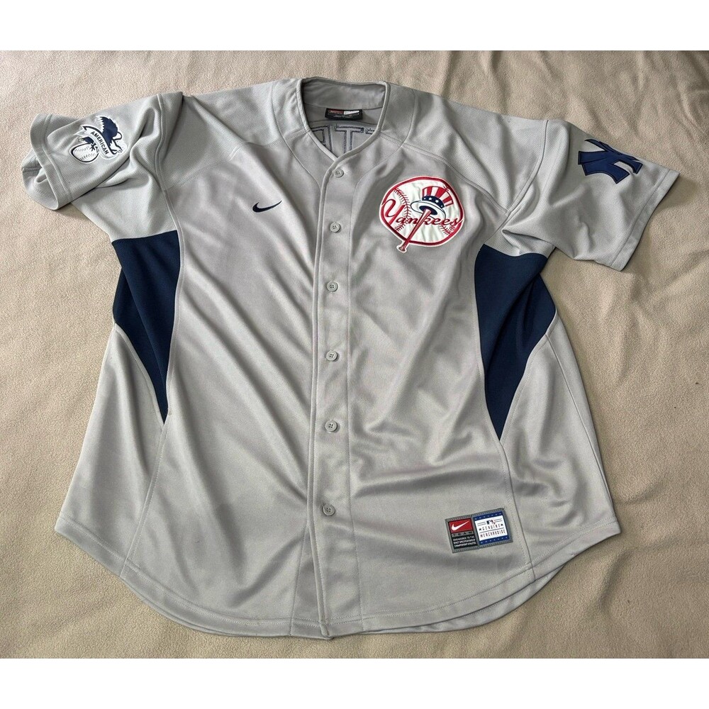 Nike New York Yankees Derek Jeter #2 Gray MLB Baseball Jersey Men's XL